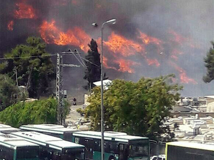 שריפה בכניסה לירושלים (צילום: כבאות והצלה ירושלים)
