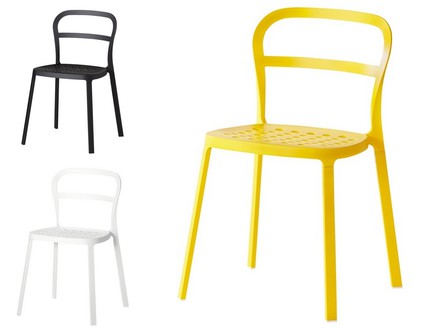 כסא אוכל עשוי אלומיניום בשחור צהוב ולבן (צילום: REIDAR )