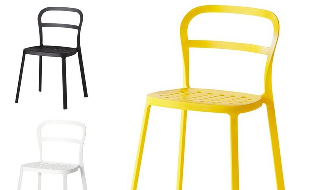 כסא אוכל עשוי אלומיניום בשחור צהוב ולבן (צילום: REIDAR )