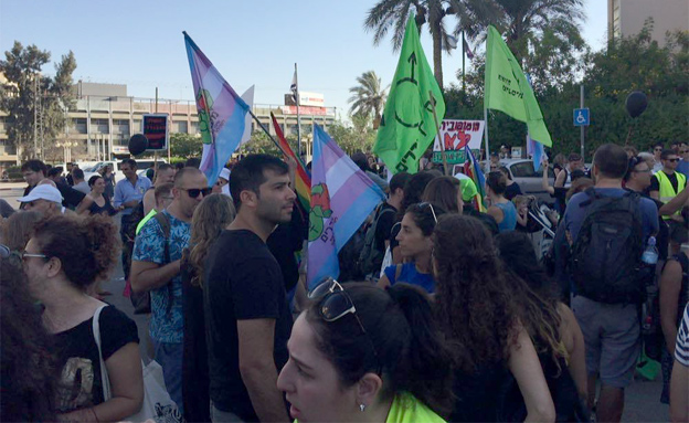 הפגנה לקיום מצעד הגאווה בבאר שבע (צילום: חדשות 2)