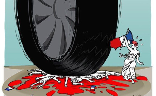 פיגוע דריסה צרפת ניס, קריקטורה (צילום: טוויטר)
