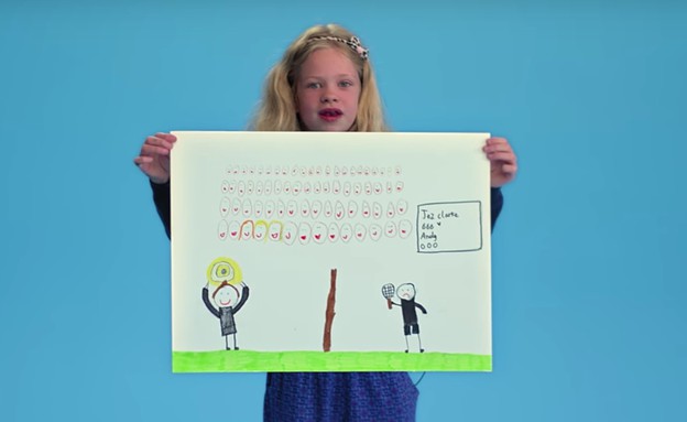 ילדה מחזיקה ציור של החלומות של אבא (תמונת AVI: יוטיוב)