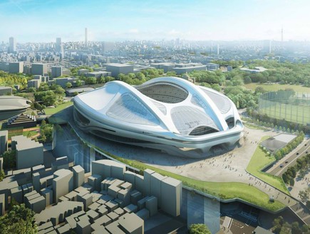 עיצוב אולימפי, הדמיית האצטדיון שתכננה זאהה חדיד בטוקיו (צילום: Zaha Hadid Architects)