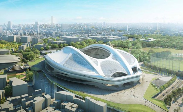 עיצוב אולימפי, הדמיית האצטדיון שתכננה זאהה חדיד בטוקיו (צילום: Zaha Hadid Architects)