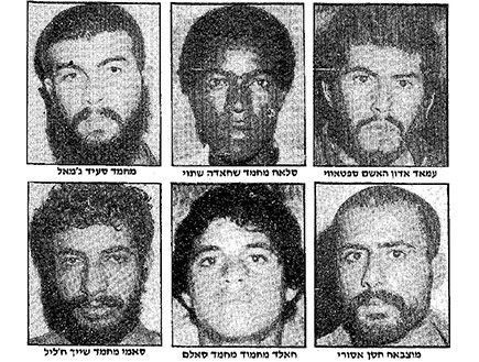 ששת האסירים שנמלטו מכלא עזה (צילום: מתוך ידיעות אחרונות, 20.5.1987)