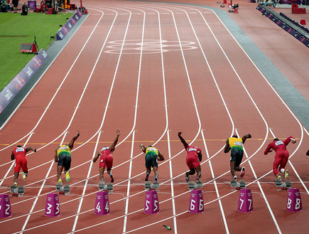 גמר 100 מטר באולימפיאדת לונדון 2012 (צילום: Adam Pretty, GettyImages IL)