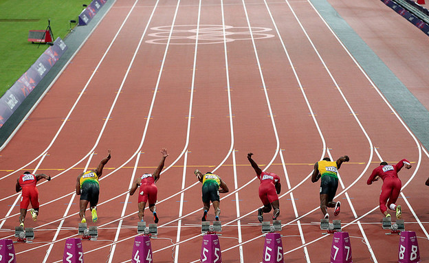 גמר 100 מטר באולימפיאדת לונדון 2012 (צילום: Adam Pretty, GettyImages IL)