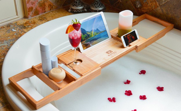 אקססוריז לאמבטיה, מגש עץ (צילום: Amazon)