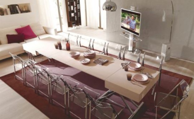שולחן סלון שהופך לשולחן אוכל בשני גדלים3 (צילום: פונטו זירו, TheMarker)