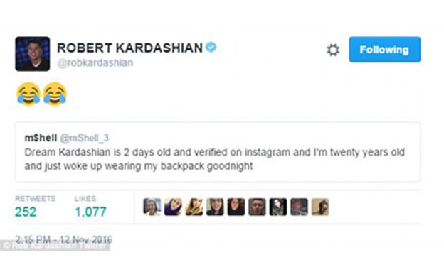 בלאק צ'יינה ורוב קרדשיאן, נובמבר 2016 (צילום: Rob Kardashian Twitter)