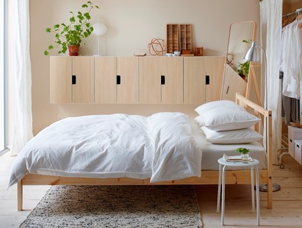 חדרי שינה 09, ג, מיטה זוגית בגוון טבעי (צילום: יחצ איקאה)