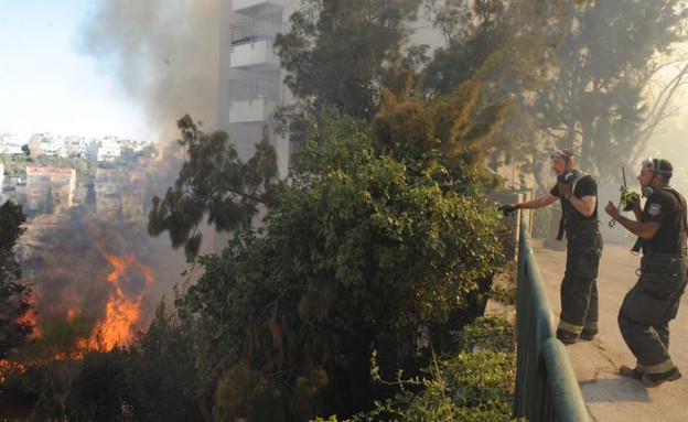 השריפה בחיפה (צילום: רמי שלוש, TheMarker)