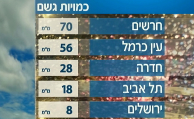 הגשמים שירדו עד כה (צילום: חדשות 2)