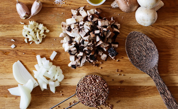 כוסמת - מצרכים לתבשיל פטריות