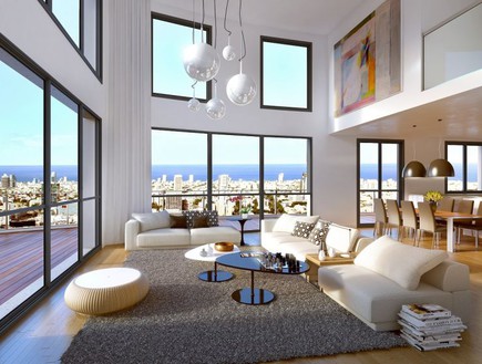 הדמיית הפנטהואז המוצע למכירה במגדל שחר