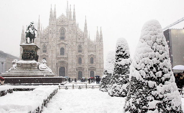 מילאנו בשלג (צילום: Vittorio Zunino Celotto, GettyImages IL)