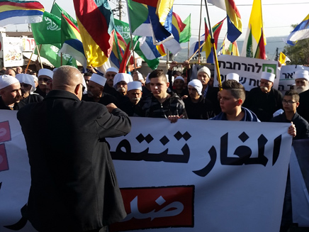 ההפגנה, היום (צילום: גדעון וקנין, חדשות 2)