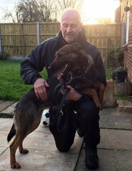 השוטר דיוויד אוונס לצד הכלבה אייבי (צילום: thesun.co.uk)