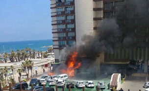 השריפה במלון הרודס, הבוקר (צילום: דיווחי הרגע)