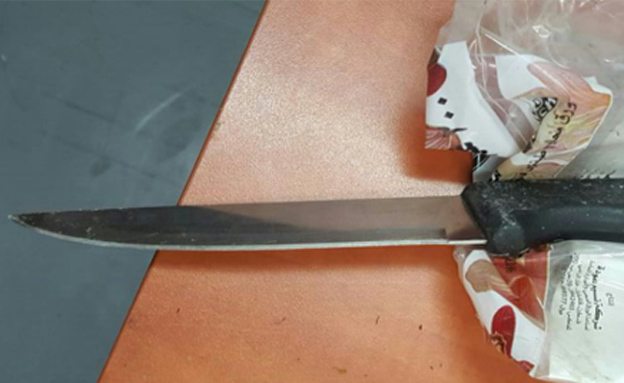 הסכין שאחזה החשודה (צילום: דוברות המשטרה)