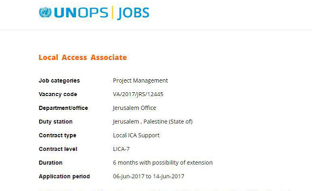 הצעת עבודה בפלסטין מהאו"ם