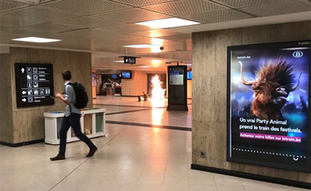 פיצוץ בתחנת רכבת בבריסל (צילום: טוויטר)