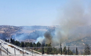 השריפה ביציאה מירושלים (צילום: דיווחי הרגע)