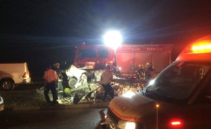 זירת התאונה בכביש עוקף באר שבע (צילום: תיעוד מבצעי מד"א)