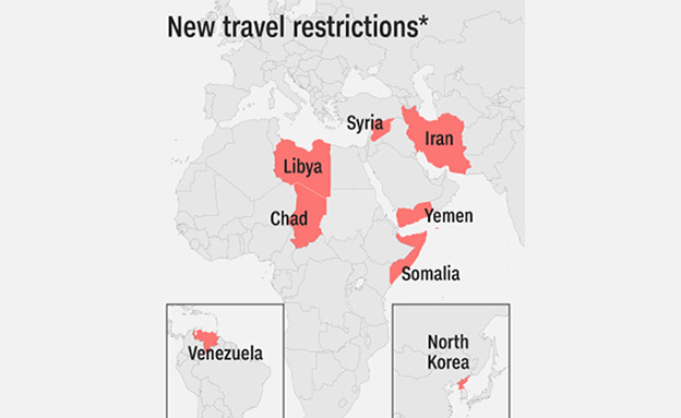 8 המדינות מהן הוגבלה ההגירה (צילום: CNN)