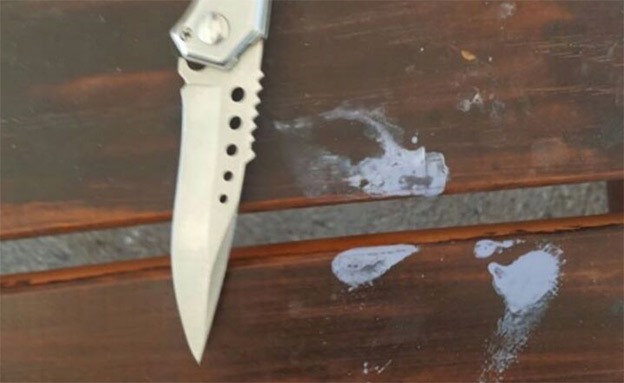 הסכין שהחזיק החשוד ברשותו (צילום: דוברות המשטרה)