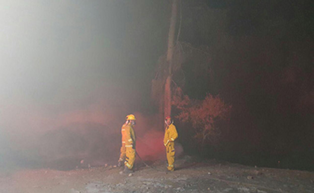 פועלים לכיבוי הלהבות במס' גזרות (צילום: דוברות כיבוי והצלה)