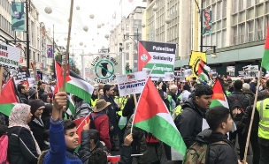 מחאה נגד הצהרת בלפור בלונדון (צילום: חדשות 2)