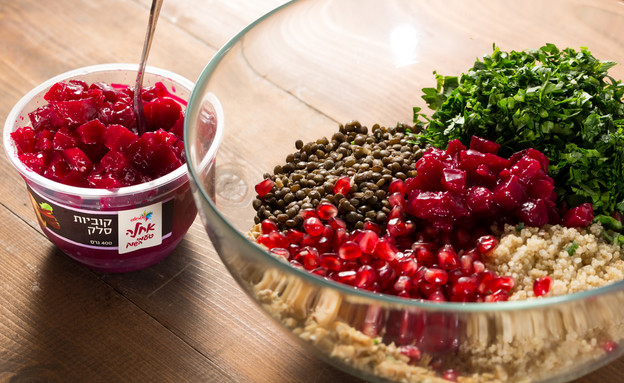עדשים וקינואה עם סלק ואגוזים - ההכנה
