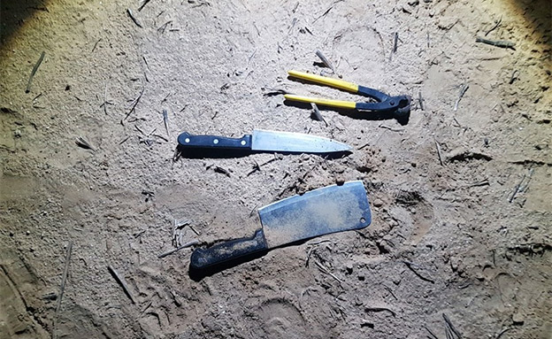 כלי הנשק שנמצאו על החשודים (צילום: דובר צה"ל)