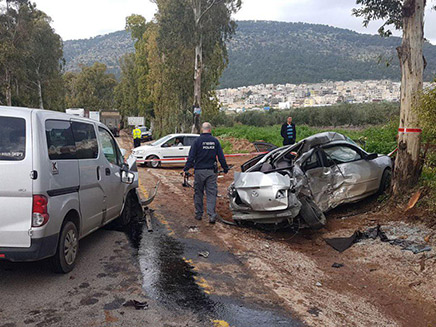 זירת התאונה, היום (צילום: דוברות המשטרה)