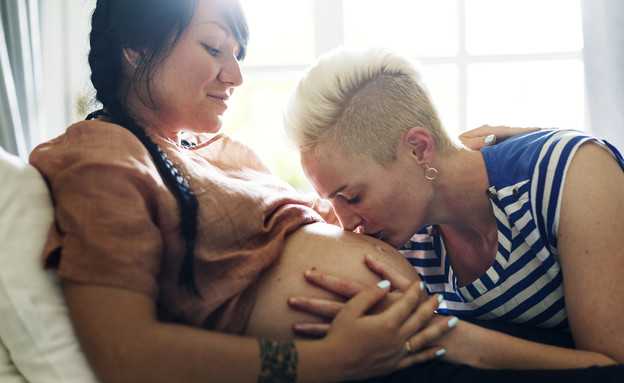 זוג לסביות בהריון (צילום: Rawpixel.com, Shutterstock)