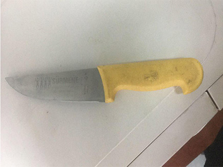 סכין שנתפסה במעבר קלנדיה (צילום: דוברות המשטרה)