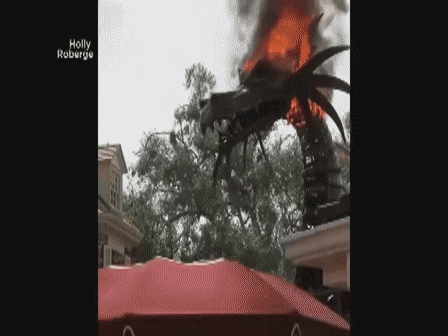 דרקון עולה באש (צילום: יוטיוב\SNIP News)