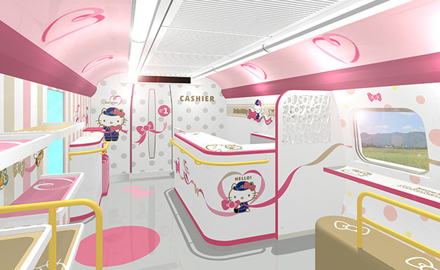 רכבת הלו קיטי (צילום: JR Hello Kitty Shinkansen)
