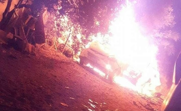 רכב  משגר בלונים שהותקף על ידי צה"ל (צילום: חדשות)
