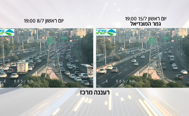 הכבישים בזמן הגמר - לעומת השבוע שעבר. צפו (צילום: נתיבי ישראל, חדשות)