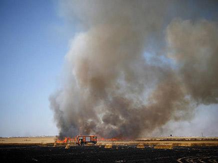 שריפה מעפיפון תבערה (ארכיון) (צילום: אלי כהן דובר כבאות מחוז דרום, חדשות)