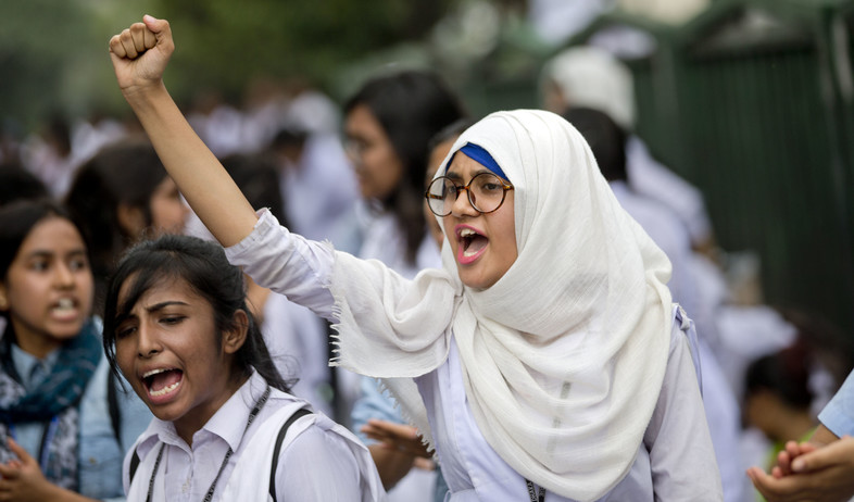 הפגנת תלמידים בבנגלדש נגד תאונות דרכים, 2018 (צילום: ap)