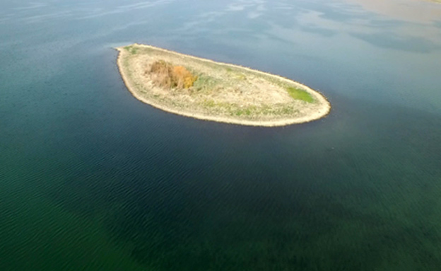 "האי בכינרת" בדרך להתחבר ליבשה (צילום: קורנוס צילומי אוויר, חדשות)