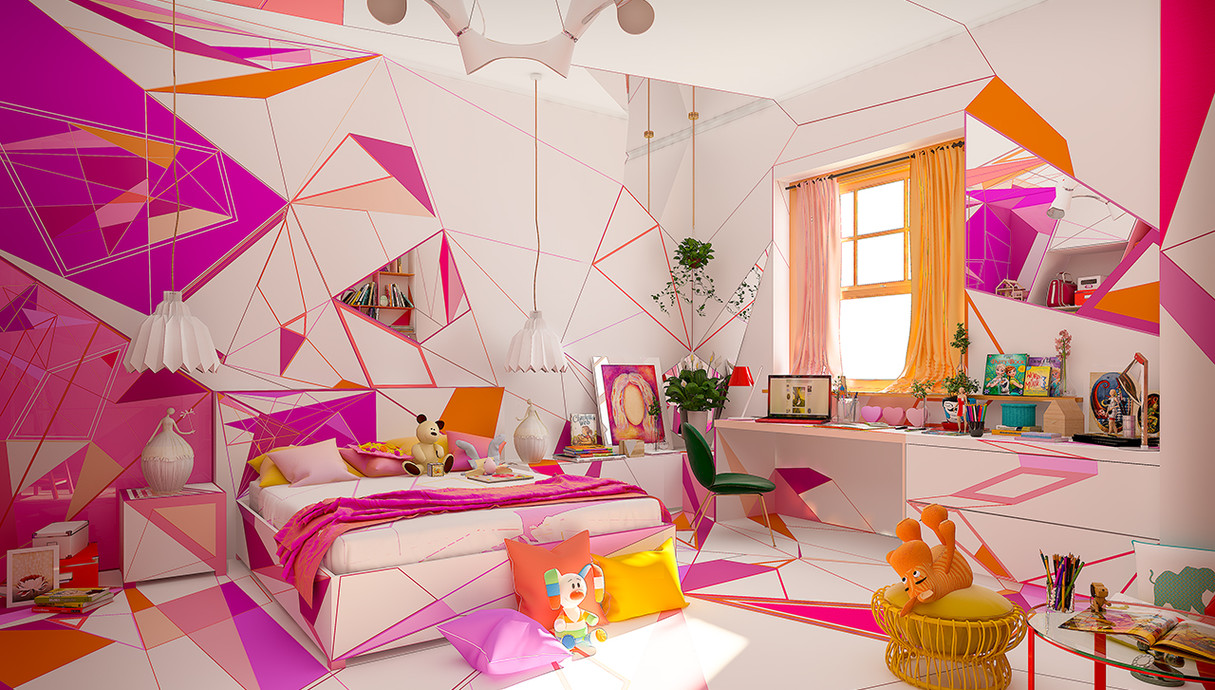 בית צבעוני, חדר בת, עיצוב Studio Brani & Desi