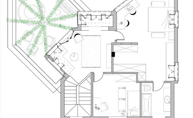 בית בנווה ירק, עיצוב סמי שלום כנפו - 1  (שרטוט: סמי שלום כנפו)