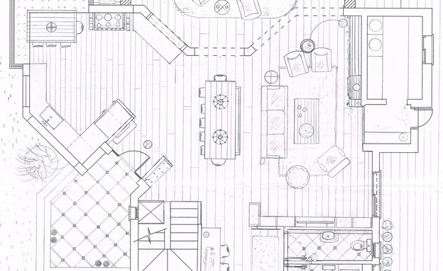 בית בנווה ירק, עיצוב סמי שלום כנפו - 2 (שרטוט: סמי שלום כנפו)