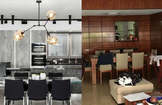 דירה ברמת גן, עיצוב מאיה שינברגר, לפני ואחרי (צילום: לפני: מאיה שינברגר, אחרי: איתי בנית)