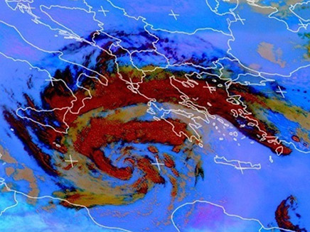 הסופה מעל לים התיכון (צילום: EumetSat, חדשות)