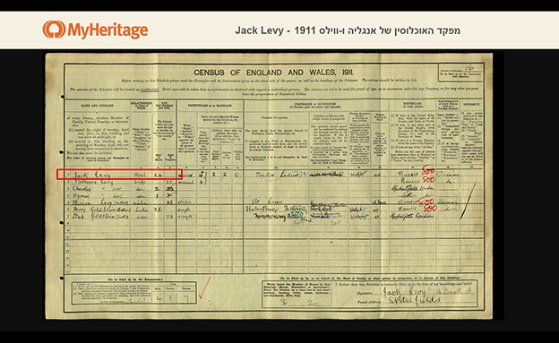 מפקד האוכלוסין של ז'קי לוי (צילום: אתר MyHeritage, חדשות)